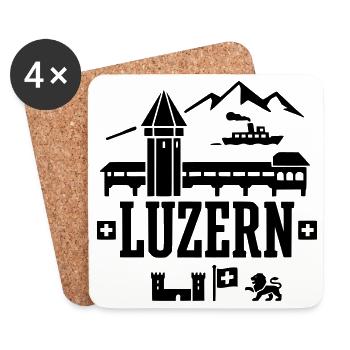 Lucerne Landmark – Chapel Bridge & Water Tower - Coasters (set of 4) - white - Front