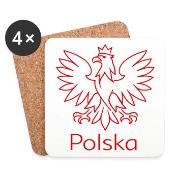 Polska Adler Wappen – Minimalistisches Design - Untersetzer (4er-Set) - Weiß - Vorne