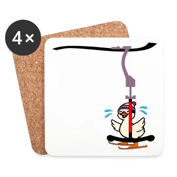 Remontée mécanique - Ski Gans - Dessous de verre (lot de 4) - blanc - Devant