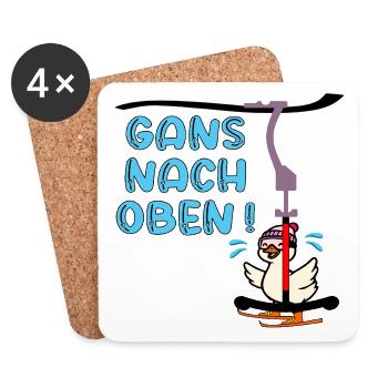 Skilift - Gans Oben - Untersetzer (4er-Set) - Weiß - Vorne
