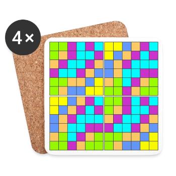 Motif de pixels kaléidoscopique - Dessous de verre (lot de 4) - blanc - Devant