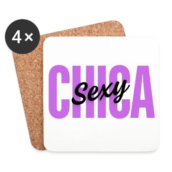 Sexy GIRL | Minimalist typographic design - Coasters (set of 4) - white - Front