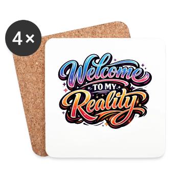 Bienvenue dans mon design de graffiti de T-shirts de réalité - Dessous de verre (lot de 4) - blanc - Devant