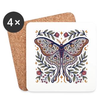 Ornement fleur en forme de papillon - Dessous de verre (lot de 4) - blanc - Devant