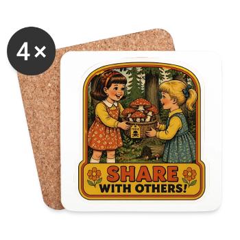 Share With Others Funny Retro Mushroom Toxic Meme - Coasters (set of 4) - white - Front