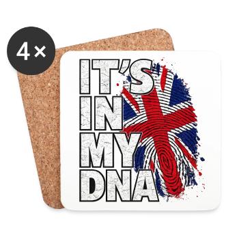C’est dans mon ADN t-shirt britannique Drapeau britannique T-shirt britannique - Dessous de verre (lot de 4) - blanc - Devant