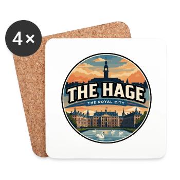 Insigne rétro du Palais de La Paix de La Haye - Dessous de verre (lot de 4) - blanc - Devant