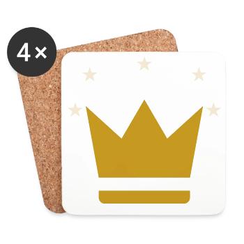 Crown and Stars - Queen King Royal Gift - Coasters (set of 4) - white - Front