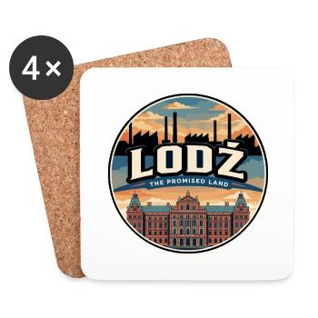 Retro Łódź Manufaktura Reiseabzeichen - Untersetzer (4er-Set) - Weiß - Vorne