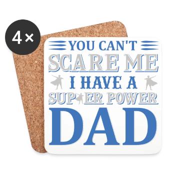 On ne peut pas faire peur à super papa - Dessous de verre (lot de 4) - blanc - Devant