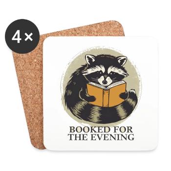 Raccoon Lecteur du Soir - Dessous de verre (lot de 4) - blanc - Devant