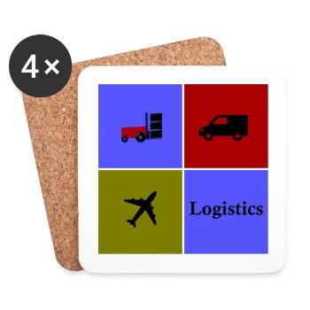 Logistik Vierfeld Transport - Untersetzer (4er-Set) - Weiß - Vorne