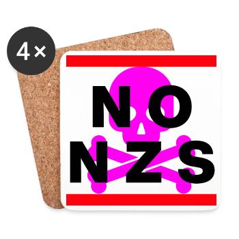 NO NZS, NEVER AGAIN, ANTI-FASCISM, NO AFD PINK - Coasters (set of 4) - white - Front