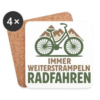 Immer Weiterstrampeln Radfahren - Untersetzer (4er-Set) - Weiß - Vorne