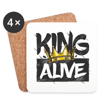 King Alive Crown Grunge Design - Coasters (set of 4) - white - Front