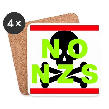 NO NZS NEVER AGAIN ANTI-FASCISM NO AFD GREEN - Coasters (set of 4) - white - Front