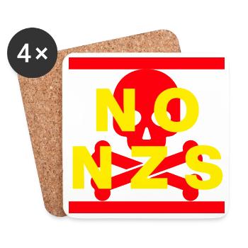 NO NZS NEVER AGAIN ANTIFASCISM NO AFD YELLOW RED - Coasters (set of 4) - white - Front