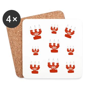 Scandinavian Candlestick Print - Hygge Style - Coasters (set of 4) - white - Front