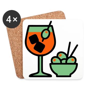 Graphique de cocktail Martini - Dessous de verre (lot de 4) - blanc - Devant