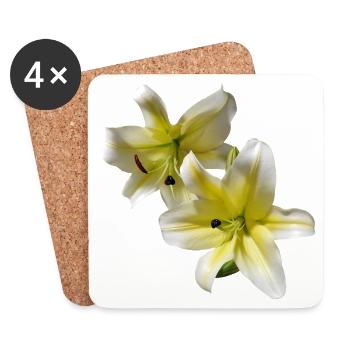 Elegant_Yellow_-_White_Lily_Flower - Dessous de verre (lot de 4) - blanc - Devant