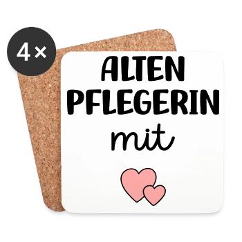 Altenpflegerin mit Herz - Untersetzer (4er-Set) - Weiß - Vorne