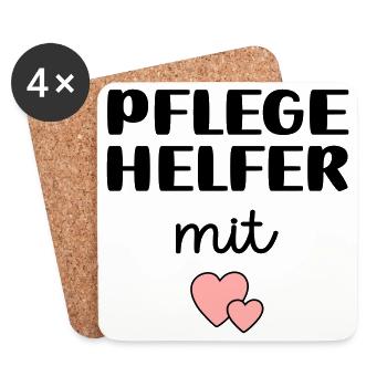 Pflegehelfer - Untersetzer (4er-Set) - Weiß - Vorne