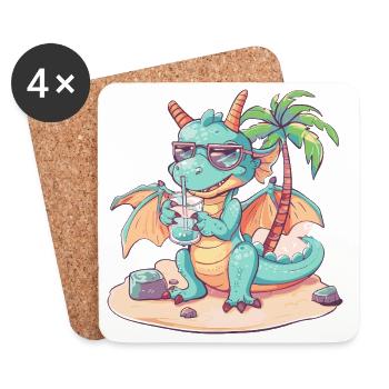 Dragon Summer Holiday - Coasters (set of 4) - white - Front
