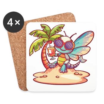 Dragonfly Summer Holiday - Coasters (set of 4) - white - Front