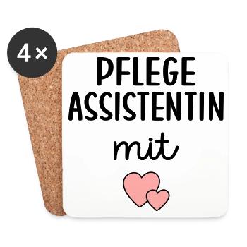 Pflegeassistentin Pflegefachassistenz - Untersetzer (4er-Set) - Weiß - Vorne