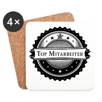 TOP MITARBEITER - Untersetzer (4er-Set) - Weiß - Vorne
