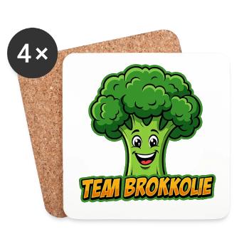 Team Broccoli : Charme des légumes frais - Dessous de verre (lot de 4) - blanc - Devant