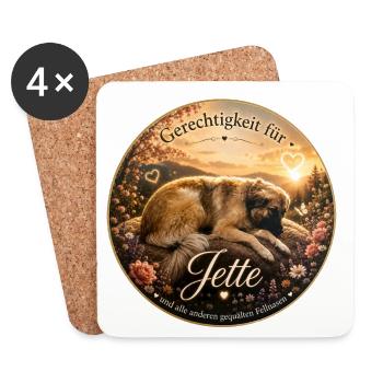 Gerechtigkeit für Hund Jette – Fellnasen - Untersetzer (4er-Set) - Weiß - Vorne
