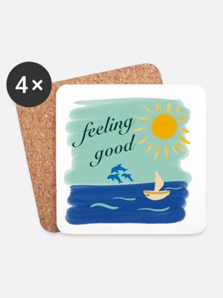 feeling good ocean - Coasters (set of 4) - white
