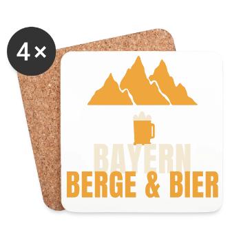 Bayern Berge und Bier Spruch bayrisch Geschenk - Untersetzer (4er-Set) - Weiß - Vorne