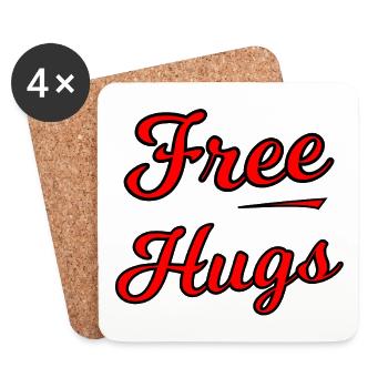 Free Hugs Script auf Schwarz - Untersetzer (4er-Set) - Weiß - Vorne