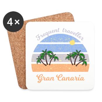 Gran Canaria Palmenstrand Retro - Untersetzer (4er-Set) - Weiß - Vorne