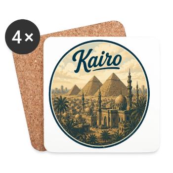 Kairo Retro Pyramiden Panorama - Untersetzer (4er-Set) - Weiß - Vorne