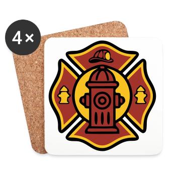 Icône du blason d’incendie du camion de pompiers - Dessous de verre (lot de 4) - blanc - Devant