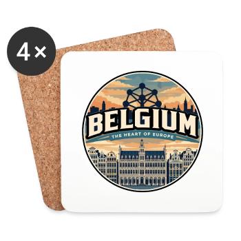 Insigne rétro belge de Bruxelles Grand Place - Dessous de verre (lot de 4) - blanc - Devant
