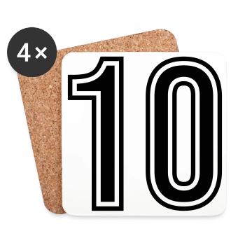 10 Symbole numérique - Dessous de verre (lot de 4) - blanc - Devant