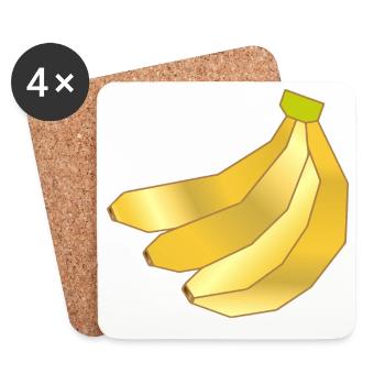Illustration minimaliste de bananes - Dessous de verre (lot de 4) - blanc - Devant
