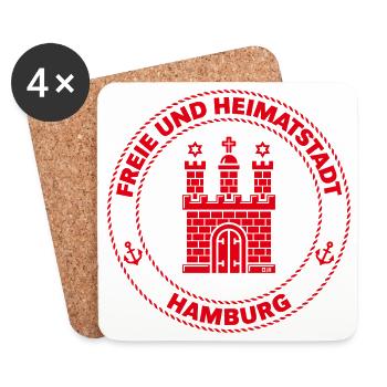 Hamburg Wappen – Freie Und Heimatstadt (Red) - Untersetzer (4er-Set) - Weiß - Vorne