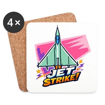 Logo audacieux de Jet Strike - Dessous de verre (lot de 4) - blanc - Devant