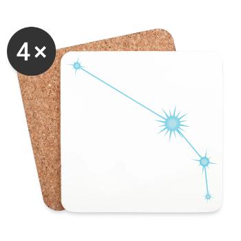 Constellation des étoiles du Bélier Signe du zodiaque Bleu pastel - Dessous de verre (lot de 4) - blanc - Devant