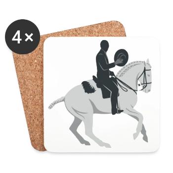 cavalier d’équitation sur cheval blanc - Dessous de verre (lot de 4) - blanc - Devant