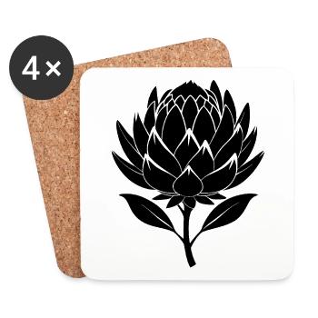 Fleur de Protéa - Dessous de verre (lot de 4) - blanc - Devant