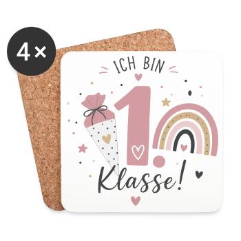 Ich bin 1. Klasse – Einschulung - Untersetzer (4er-Set) - Weiß - Vorne