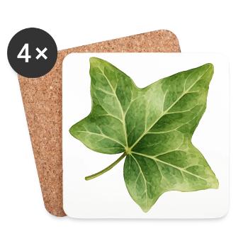 Ivy Leaf Watercolor Illustration - Coasters (set of 4) - white - Front