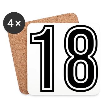 18 Number symbol - Coasters (set of 4) - white - Front