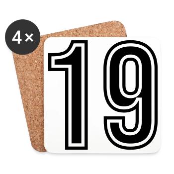 Symbole numérique 19 - Dessous de verre (lot de 4) - blanc - Devant